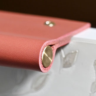 Kantengriffe aus Leder in Farbe Flamingo Kantengriffe aus Leder in Farbe Flamingo