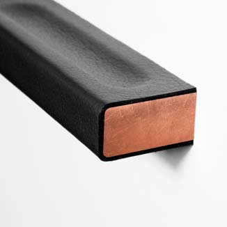 Bar handles made of black leather with copper decor by minimaro Bar handles made of black leather with copper decor by minimaro
