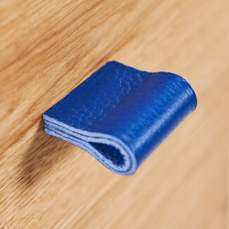 Cabinet hardware made of blue leather by minimaro Cabinet hardware made of blue leather by minimaro