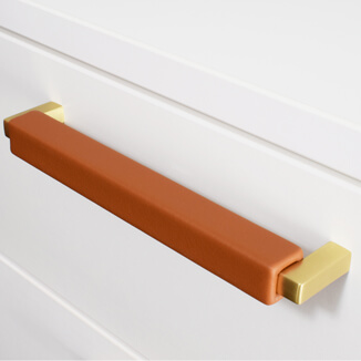 Cabinet pulls with brass and fine leather Cabinet pulls with brass and fine leather