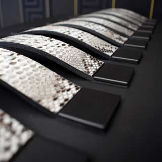Fancy cabinet pulls made of python leather Fancy cabinet pulls made of python leather