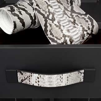 Fancy drawer pulls made of python leather Fancy drawer pulls made of python leather