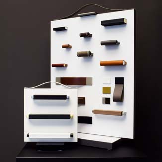 Leather loops made of luxury black leather Leather cabinet pulls by minimaro - Display for Showrooms