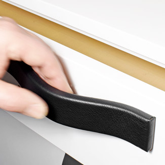 Handmade leather handles in black by minimaro - luxury furniture handles Handmade leather handles in black by minimaro - luxury furniture handles