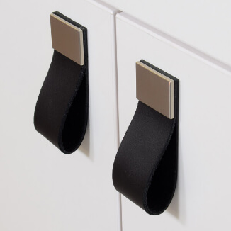 Leather loops made of luxury black leather Leather loops made of luxury black leather