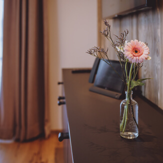 Black leather dresser pulls in hotel room Black leather dresser pulls in hotel room