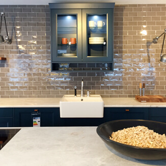 Drawer pulls made of vintage leather in a kitchen Drawer pulls made of vintage leather in a kitchen