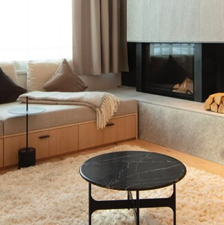 Cozy fireplace with leather handles COMO Cozy fireplace with leather handles COMO