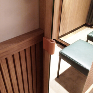 Leather handle on mirror Leather handle on mirror