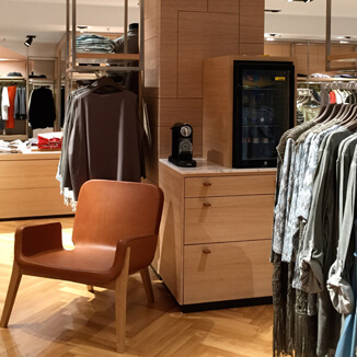 Leather loops in orange brown on dresser Leather loops in orange brown on dresser