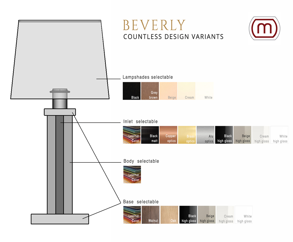 Design variants for table lamp BEVERLY Design variants for table lamp BEVERLY