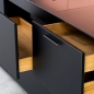 Mobile Preview: Black leather and copper drawer handles