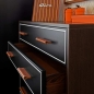 Preview: Leather cabinet pulls made of finest leather with white stiching
