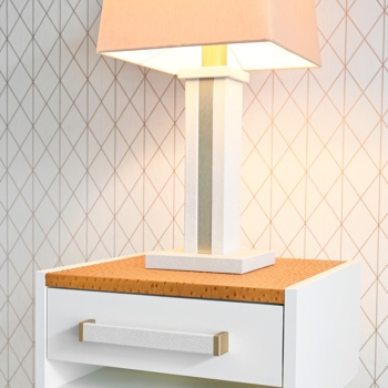 Lamp with white leather and gold