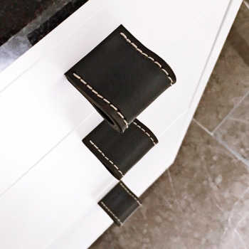Leather cabinet pulls made in black