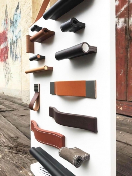 Unique cabinet hardware made of luxury leather