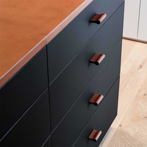 Leather drawer handles handcrafted by minimaro