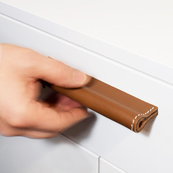 Drawer pulls handcrafted of the finest leather in Germany