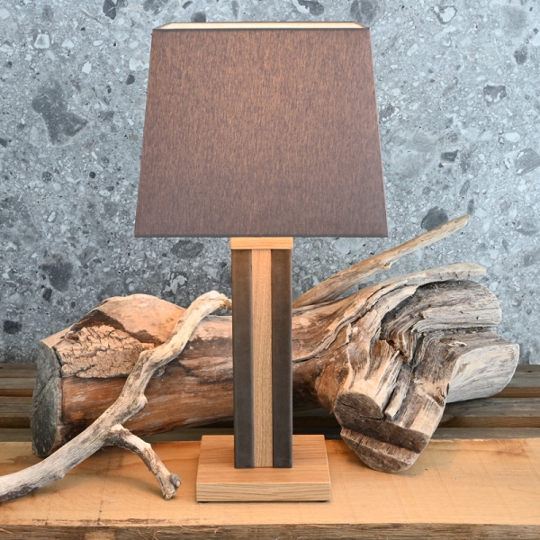 Table lamp with suede in gray brown