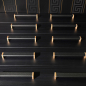 Preview: ROMA handles in Black Silver leather with brass mounting bases, arranged in two rows to show different sizes
