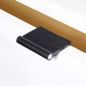 Preview: Black VERONA leather handle in size 50 with aluminum rod, surface-mounted on a white furniture front