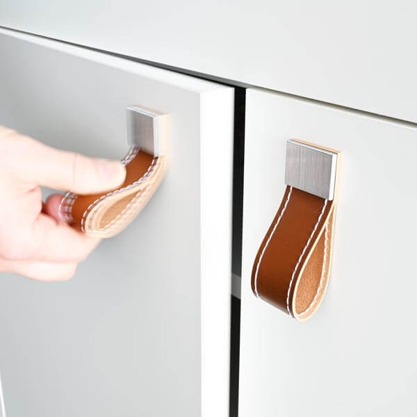 Black Tree Z25 Leather Cabinet Handle – Natural Leather Loop Pull – Poland Made